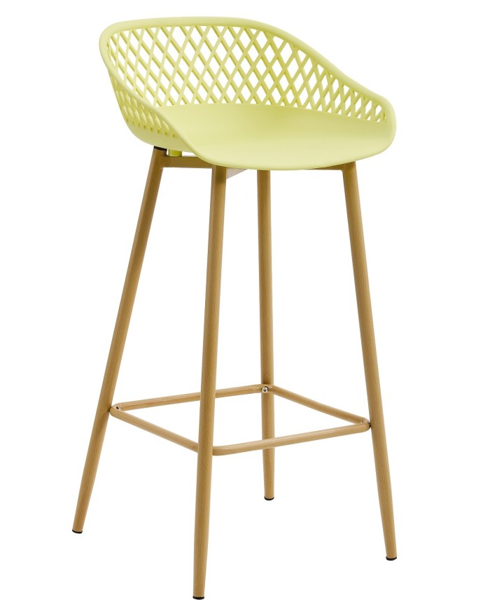 Taburete STRAUSS, metal, polipropileno amarillo pastel