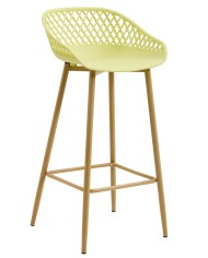 Taburete STRAUSS, metal, polipropileno amarillo pastel