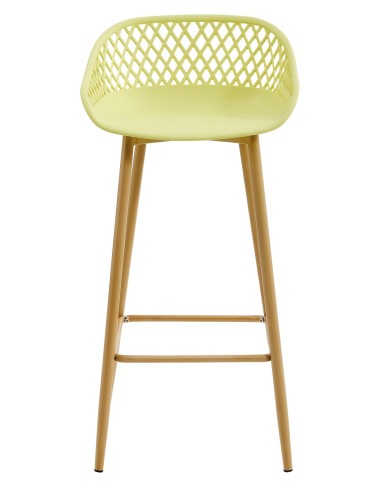 Taburete STRAUSS, metal, polipropileno amarillo pastel