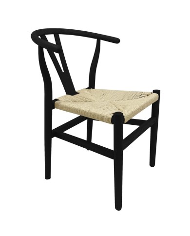Silla WISH, madera de haya, color negro, fibra trenzada
