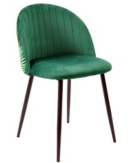 Silla FLORAL, metal, tapizado velvet verde con trasera floral a juego