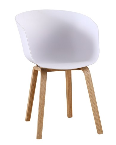 Sillón AWAK, madera curvada, polipropileno blanco