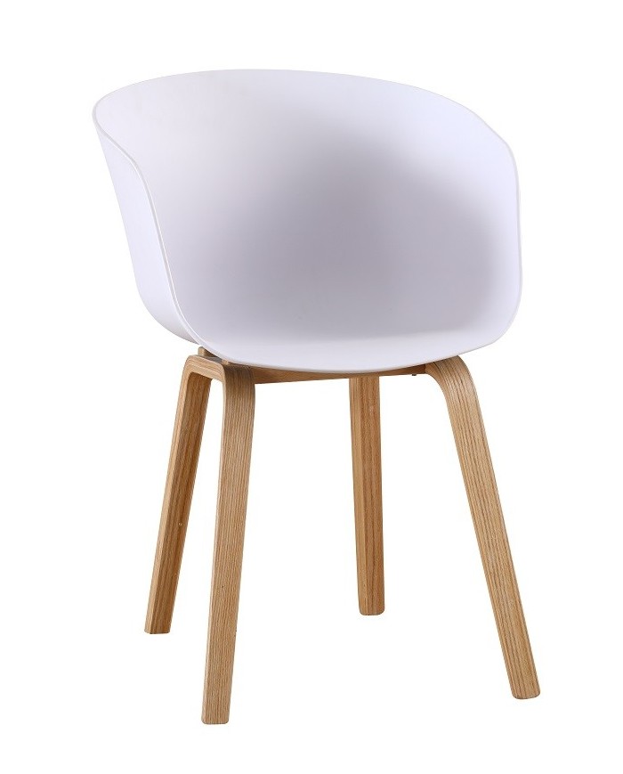Sillón AWAK, madera curvada, polipropileno blanco