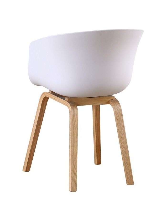 Sillón AWAK, madera curvada, polipropileno blanco