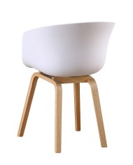 Sillón AWAK, madera curvada, polipropileno blanco