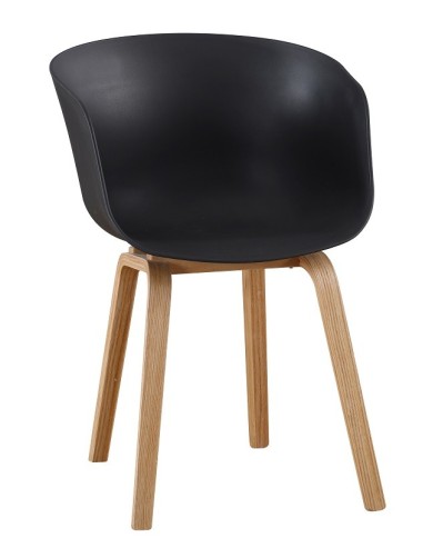 Sillón AWAK, madera curvada, polipropileno negro