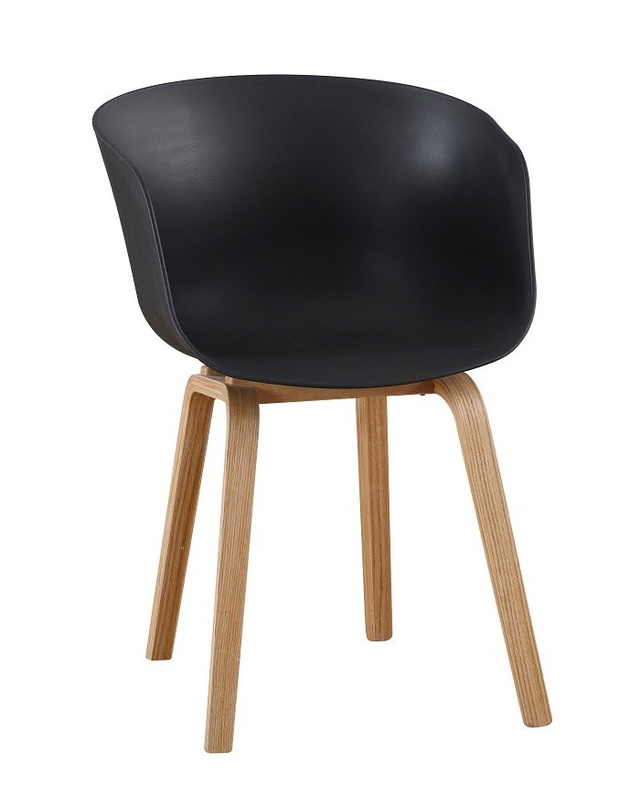 Sillón AWAK, madera curvada, polipropileno negro