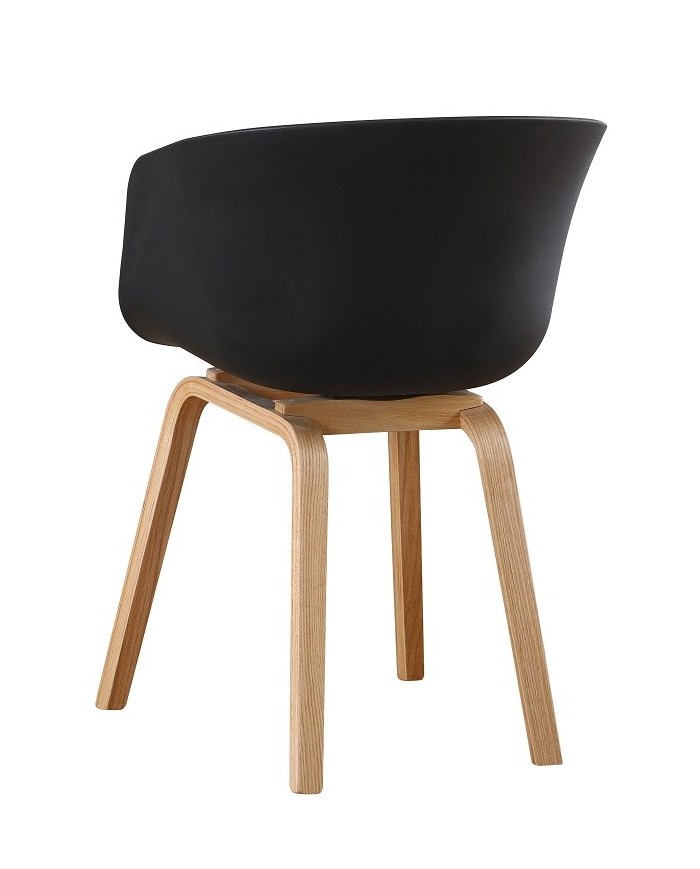 Sillón AWAK, madera curvada, polipropileno negro