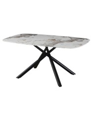 Mesa JAZZ, metal negro, tapa de cristal templado, 160x90 cms