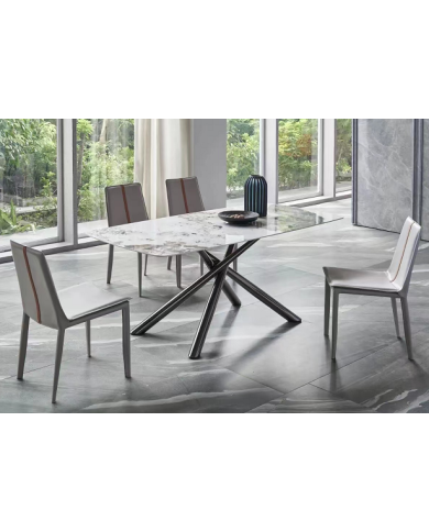 Mesa JAZZ, metal negro, tapa de cristal templado, 160x90 cms