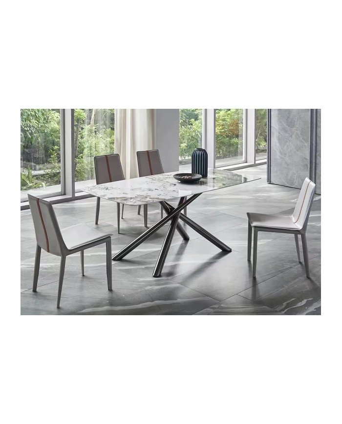 Mesa JAZZ, metal negro, tapa de cristal templado, 160x90 cms