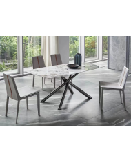 Mesa JAZZ, metal negro, tapa de cristal templado, 160x90 cms