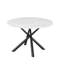 Mesa SAHARA, metal negro, tapa de cristal templado, 120 cms de diámetro