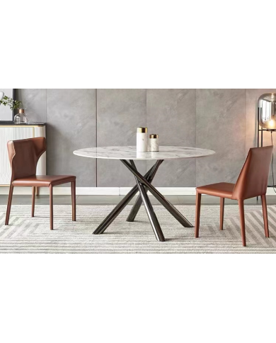 Mesa SAHARA, metal negro, tapa de cristal templado, 120 cms de diámetro