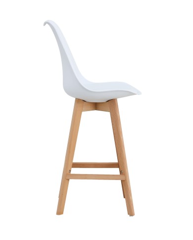 Taburete TORRE (SU), madera, blanco, cojín blanco