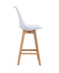 Taburete TORRE (SU), madera, blanco, cojín blanco