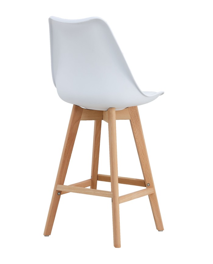 Taburete TORRE (SU), madera, blanco, cojín blanco