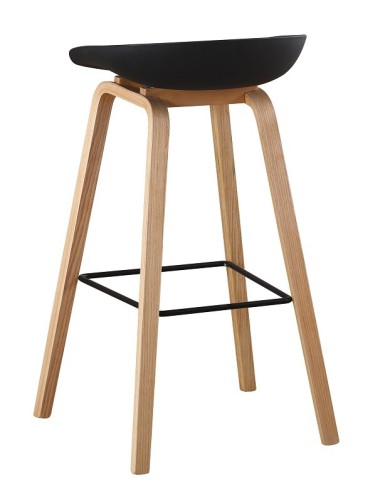 Taburete AWAK (TO), madera curvada, asiento polipropileno negro