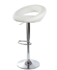 Taburete LUXUS NEW (M), cromado, similpiel blanca