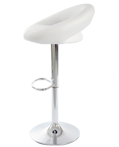 Taburete LUXUS NEW (M), cromado, similpiel blanca
