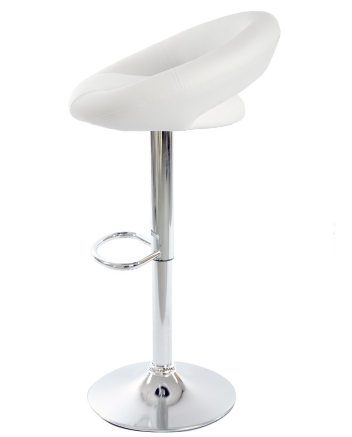 Taburete LUXUS NEW (M), cromado, similpiel blanca