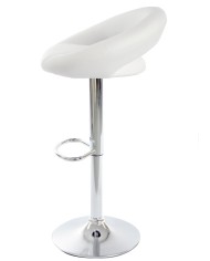 Taburete LUXUS NEW (M), cromado, similpiel blanca