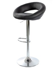 Taburete LUXUS NEW (M), cromado, similpiel negra
