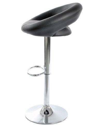 Taburete LUXUS NEW (M), cromado, similpiel negra