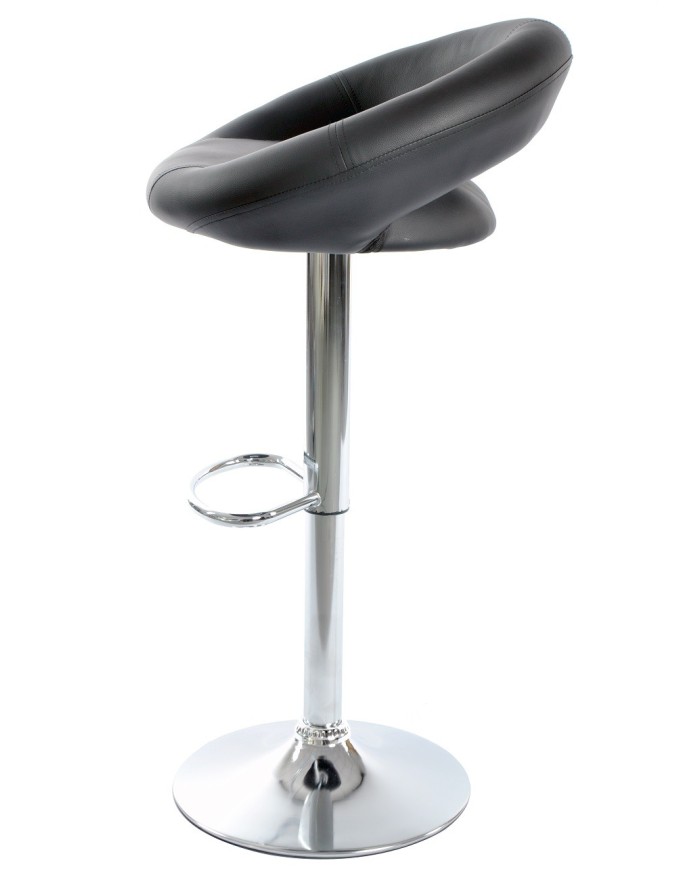 Taburete LUXUS NEW (M), cromado, similpiel negra