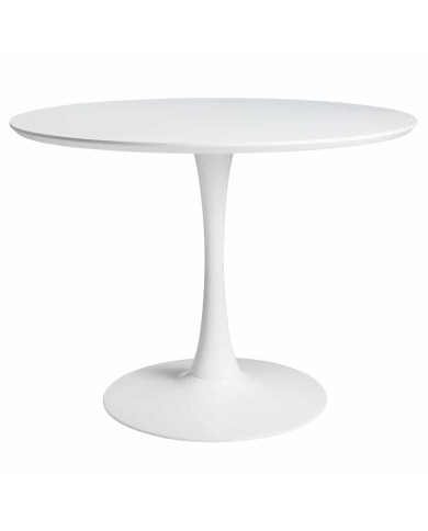 Mesa TUL (TO), base de metal, tapa lacada blanca, 120 cms de diámetro
