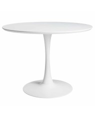 Mesa TUL (TO), base de metal, tapa lacada blanca, 120 cms de diámetro