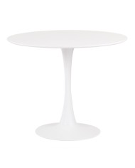Mesa TUL (TO), base de metal, tapa lacada blanca, 80 cms de diámetro