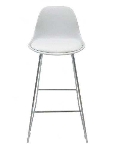 Taburete TOW FIBB, cromado, carcasa y tapizado blanco