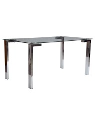 Mesa LAINEY 140 (M), cromada, cristal, 140x80 cms