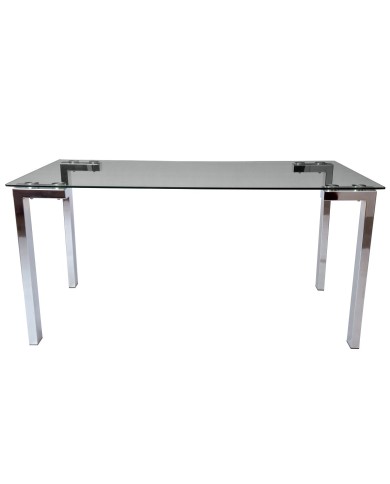 Mesa LAINEY 140 (M), cromada, cristal, 140x80 cms