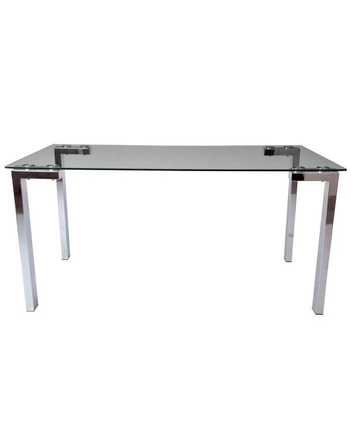 Mesa LAINEY 140 (M), cromada, cristal, 140x80 cms
