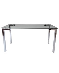 Mesa LAINEY 140 (M), cromada, cristal, 140x80 cms