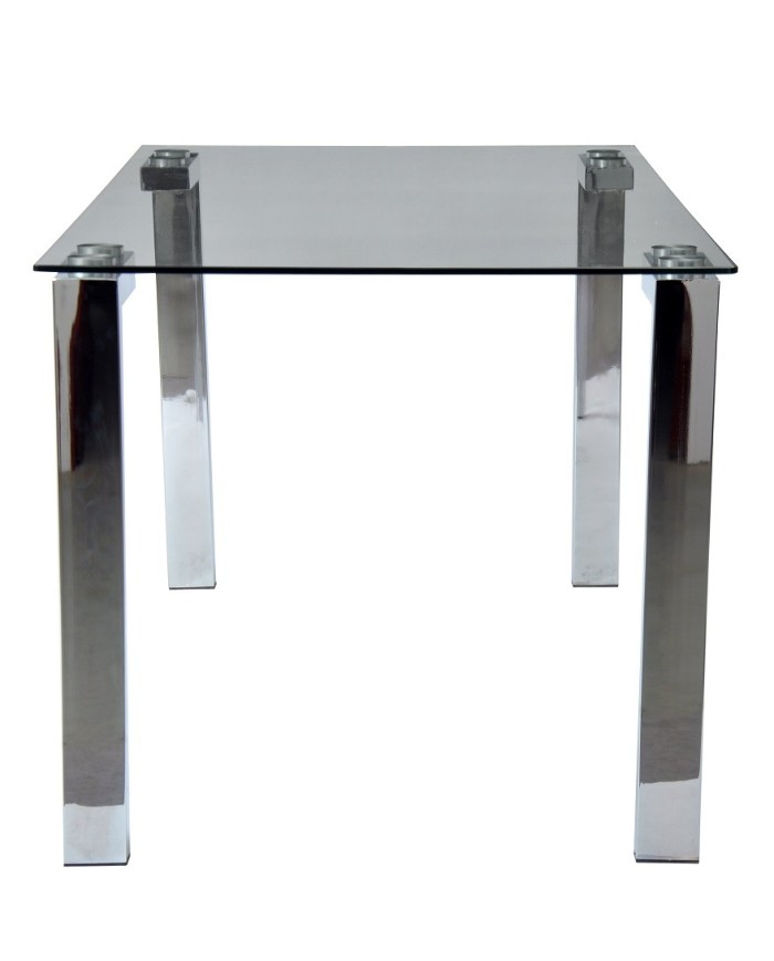 Mesa LAINEY 140 (M), cromada, cristal, 140x80 cms