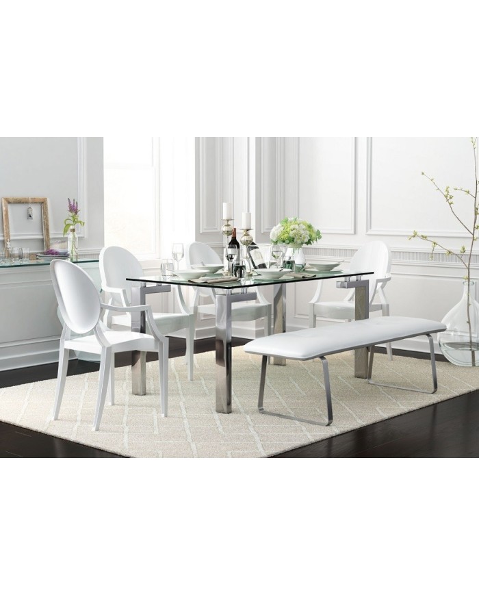 Mesa LAINEY 140 (M), cromada, cristal, 140x80 cms