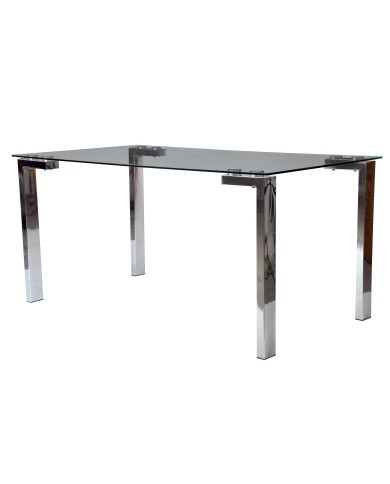 Mesa LAINEY 160 (M), cromada, cristal, 160x90 cms