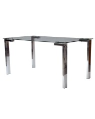 Mesa LAINEY 160 (M), cromada, cristal, 160x90 cms