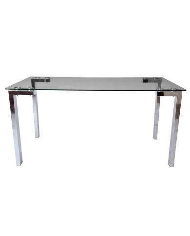 Mesa LAINEY 160 (M), cromada, cristal, 160x90 cms