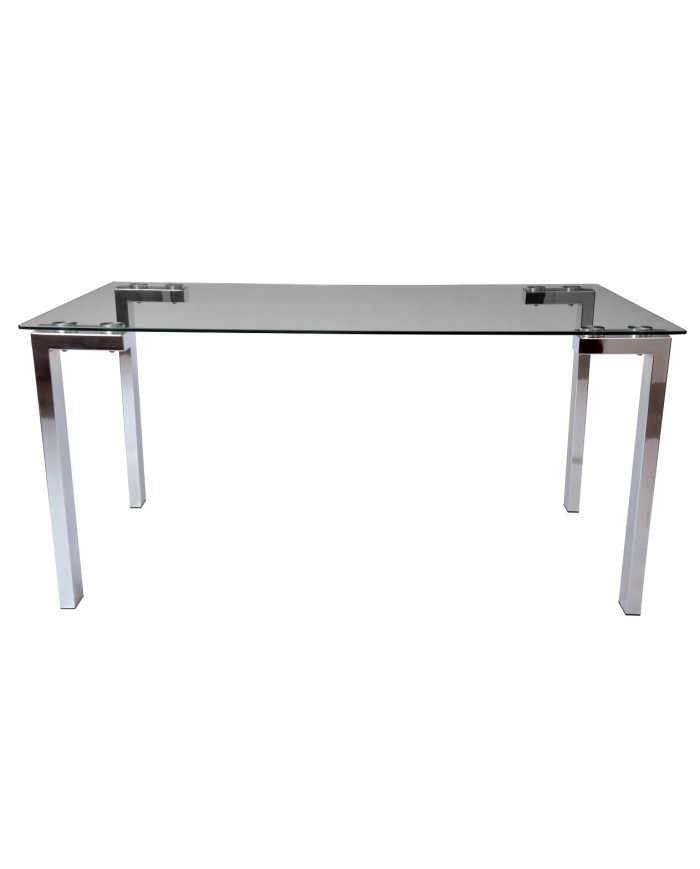 Mesa LAINEY 160 (M), cromada, cristal, 160x90 cms