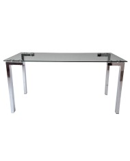 Mesa LAINEY 160 (M), cromada, cristal, 160x90 cms