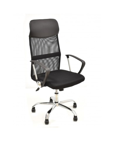 Sillón de oficina GINO (M), malla y tejido mesh negro