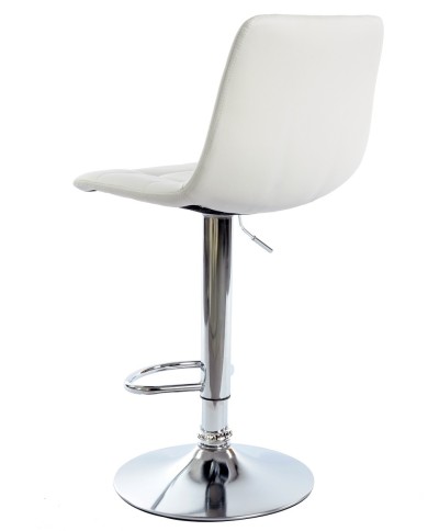 Taburete DESEO NEW (M), cromado, similpiel blanca