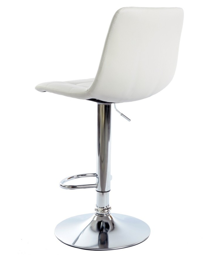 Taburete DESEO NEW (M), cromado, similpiel blanca