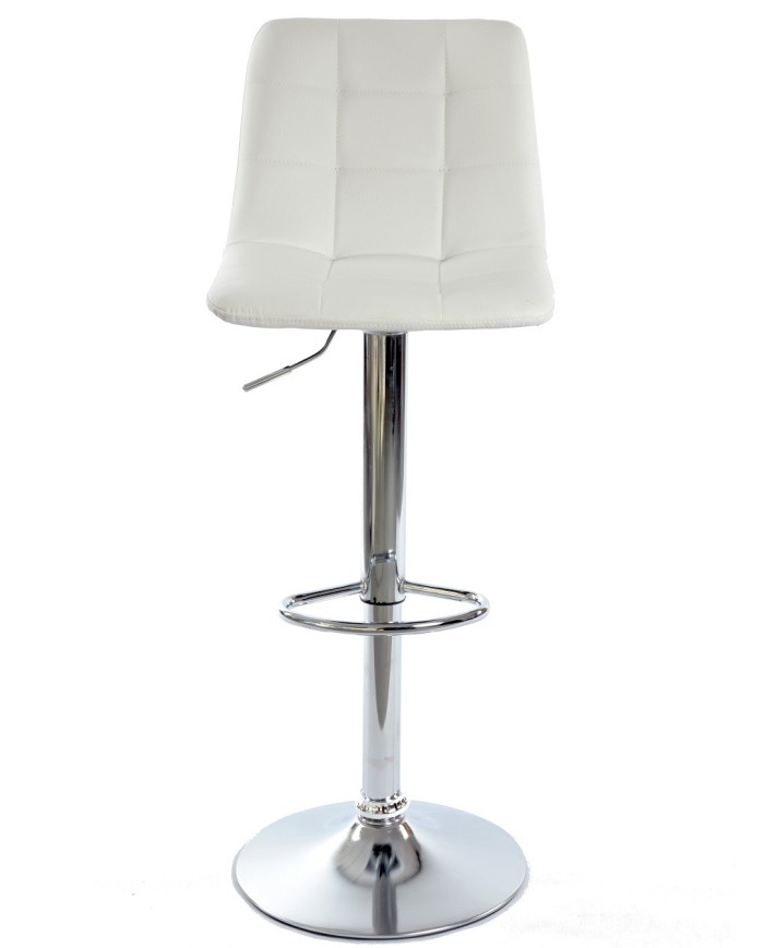 Taburete DESEO NEW (M), cromado, similpiel blanca