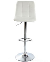 Taburete DESEO NEW (M), cromado, similpiel blanca