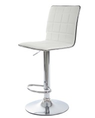 Taburete CUBUS ( M ), cromado, similpiel blanca